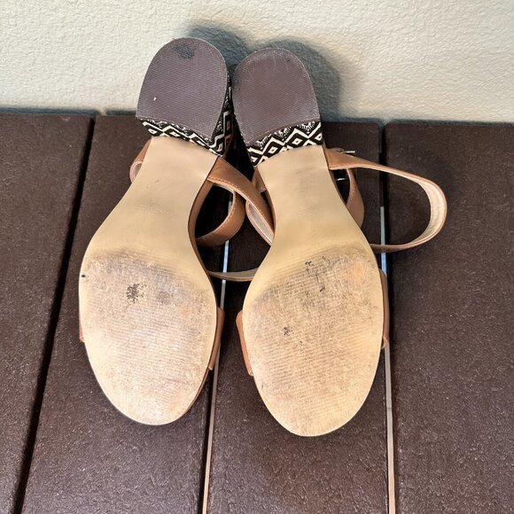 NINE WEST Wrap Patterned Raffia Block Heel Sandals - 8 - Picture 8 of 8